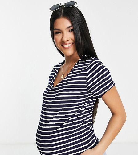 T-Shirt elasticizzata aderente a righe - Flounce London Maternity - Modalova