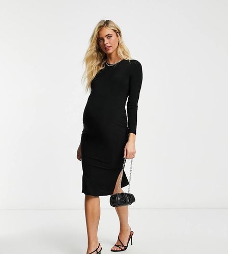 Flounce Maternity - Basic - Vestito midi a maniche lunghe in jersey nero - Flounce London Maternity - Modalova