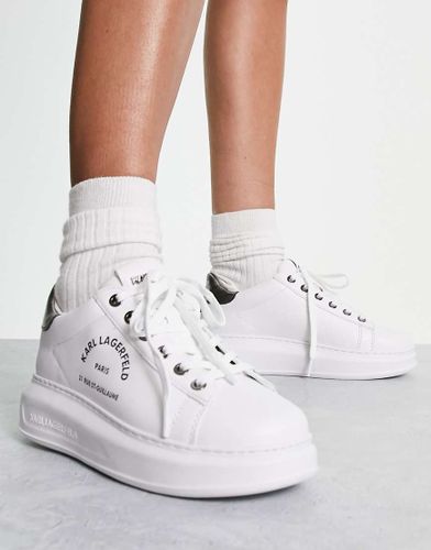 Maison - Sneakers in pelle con plateau bianche con linguetta argento-Bianco - Karl Lagerfeld - Modalova