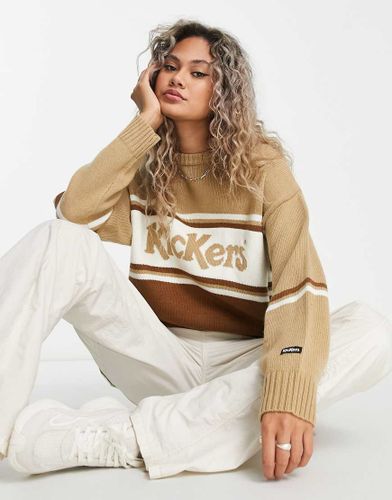 Maglione lavorato comodo marrone a righe con logo - Kickers - Modalova