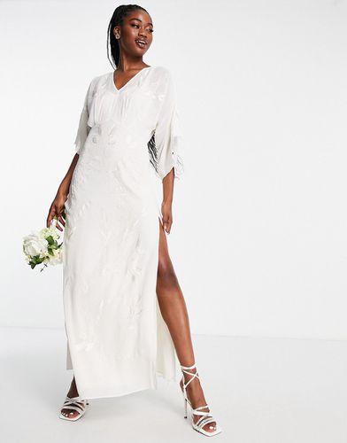 Vestito da sposa lungo ricamato color avorio-Bianco - Hope & Ivy - Modalova