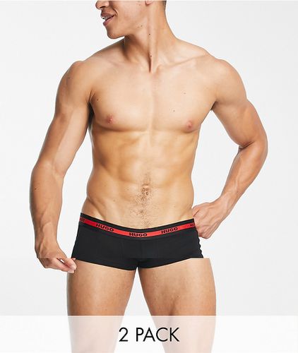 Confezione da 2 boxer aderenti con elastico in vita con logo neri-Nero - HUGO Bodywear - Modalova