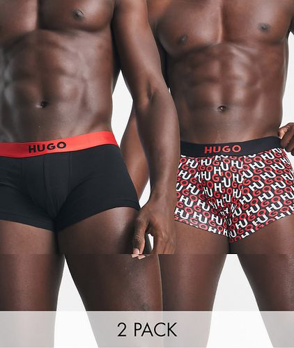 Confezione da 2 paia di boxer aderenti rossi e neri con motivo del logo-Rosso - HUGO Bodywear - Modalova