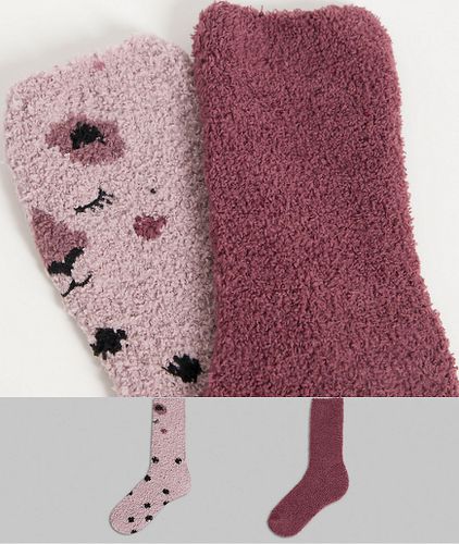 Confezione da due paia di comodi calzini con disegno di animale-Multicolore - Hunkemoller - Modalova