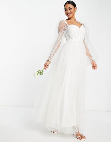 Vestito lungo da sposa ampio con corsetto color avorio-Bianco - Lace & Beads - Modalova
