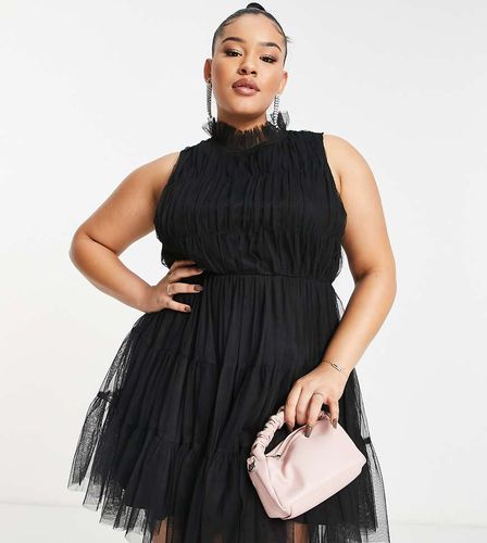 Vestito nero svasato corto in tulle - Lace & Beads Plus - Modalova