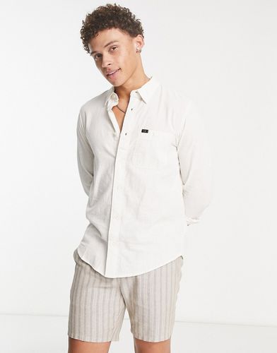 Sure - Camicia regular fit in cotone e lino chambray color crema-Bianco - Lee - Modalova