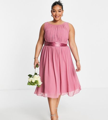 Vestito skater midi da damigella rosa scuro - Little Mistress Plus - Modalova