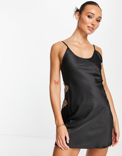 Sottoveste da notte in raso nero con dettaglio sul retro - Lingadore - Modalova