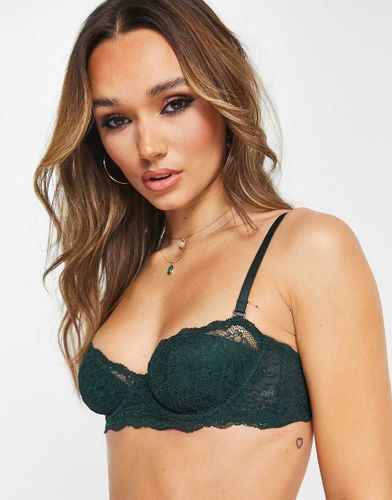 Reggiseno a balconcino in pizzo verde scuro - Monki - Modalova