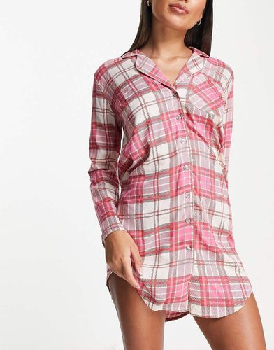 Camicia da notte in jersey a quadri-Rosa - Miss Selfridge - Modalova