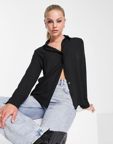 Camicia con bottoni nera-Nero - New Look - Modalova