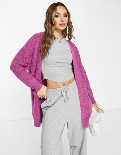 Cardigan taglio lungo in maglia di lana spazzolata rosa - Selected - Modalova