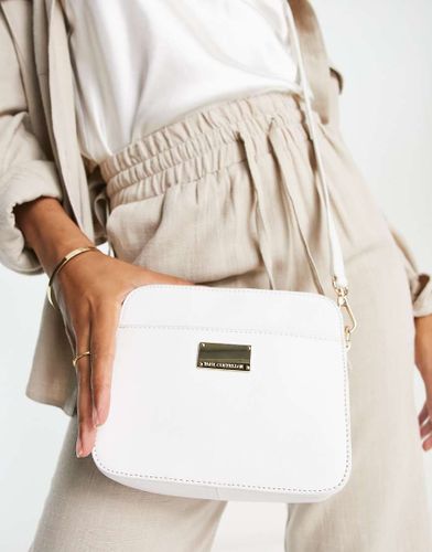 Borsa a tracolla in pelle bianca con tasca sul davanti-Bianco - Paul Costelloe - Modalova