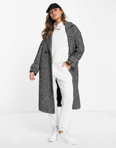 Cappotto lungo oversize doppiopetto nero - River Island - Modalova