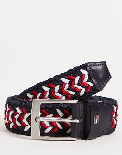 Cintura intrecciata elastica nera/rossa/bianca - Tommy Hilfiger - Modalova
