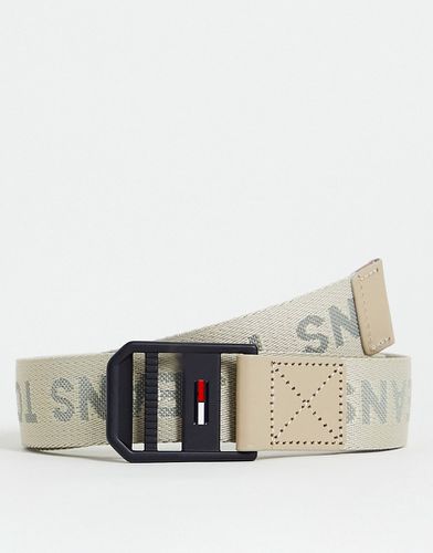 Cintura intrecciata beige con logo in rilievo-Marrone - Tommy Jeans - Modalova