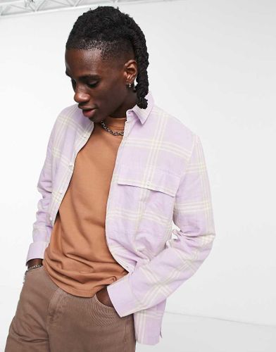 Camicia in lino lilla a quadri-Viola - Topman - Modalova