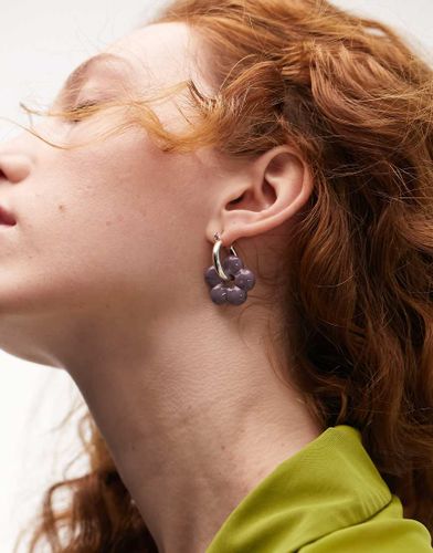 Orecchini a cerchio oro con charm viola floreale - Topshop - Modalova