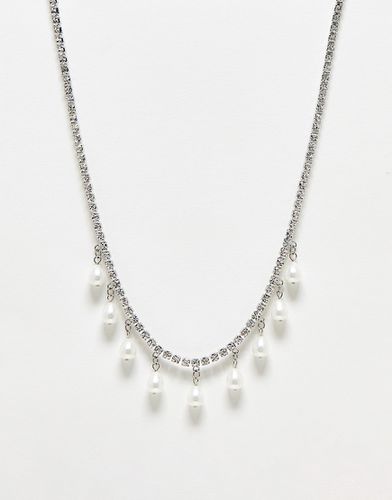 Collana argentata con cristalli e charm con perle-Argento - True Decadence - Modalova