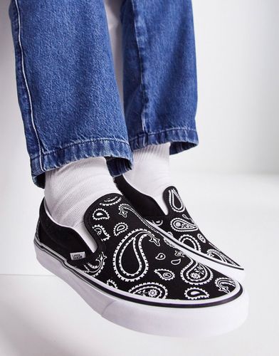 Classic - Peace - Sneakers nere senza lacci con motivo cachemire-Nero - Vans - Modalova
