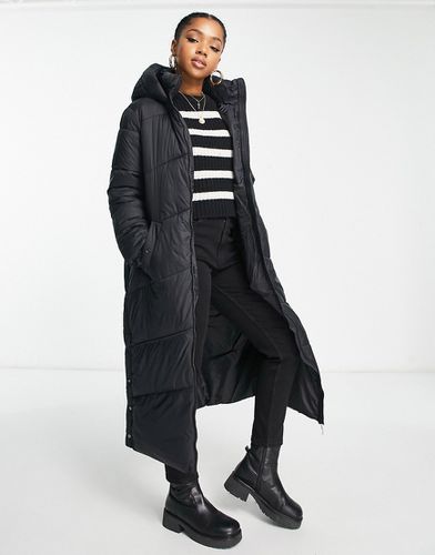 Cappotto imbottito lungo nero con cappuccio - Vero Moda - Modalova