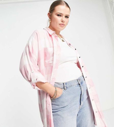 Camicia oversize rosa a quadri - Yours - Modalova