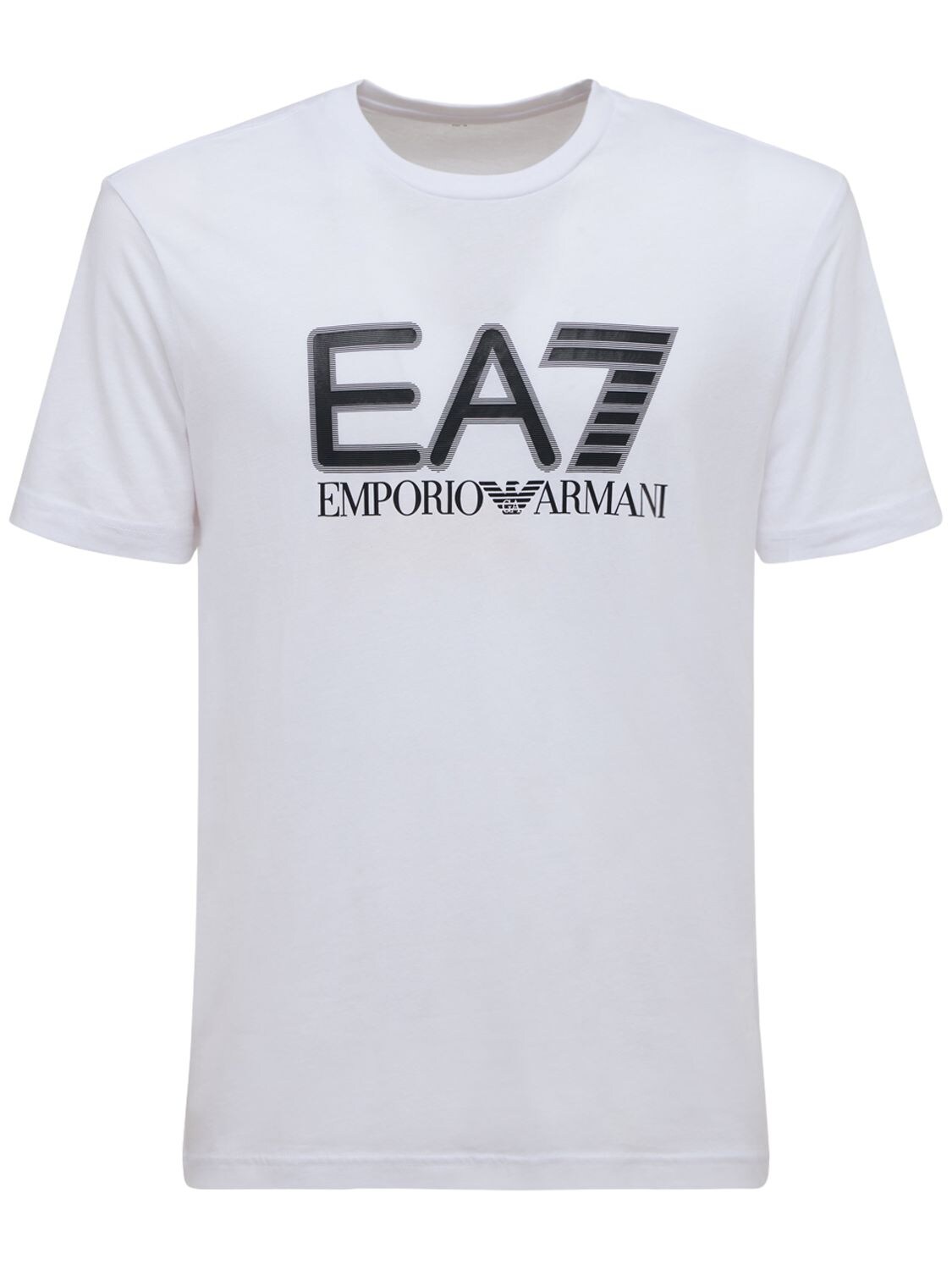 T-shirt In Jersey Di Cotone Con Logo - EA7 EMPORIO ARMANI - Modalova