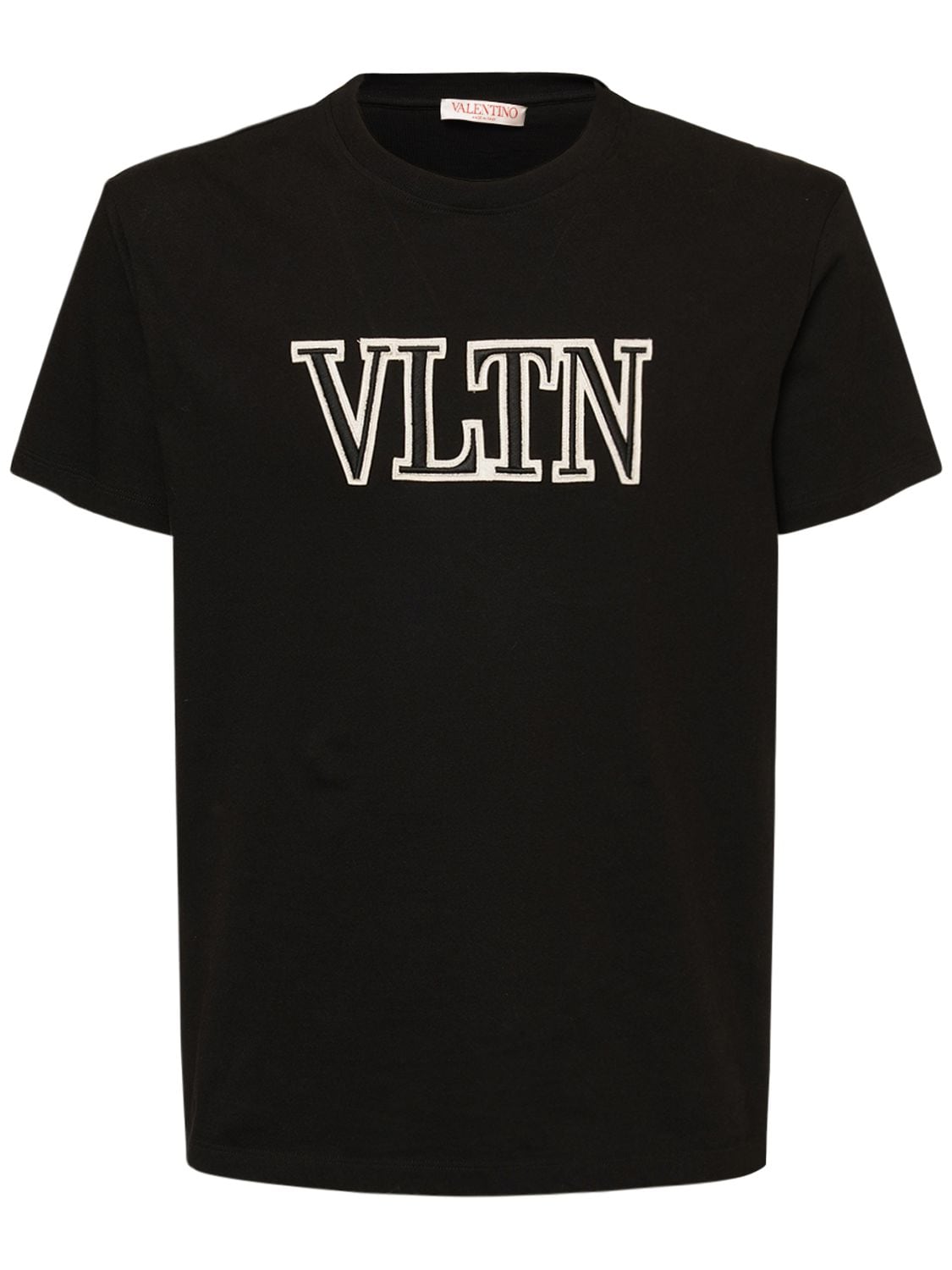 T-shirt Vltn In Jersey Di Cotone Con Ricami - VALENTINO - Modalova