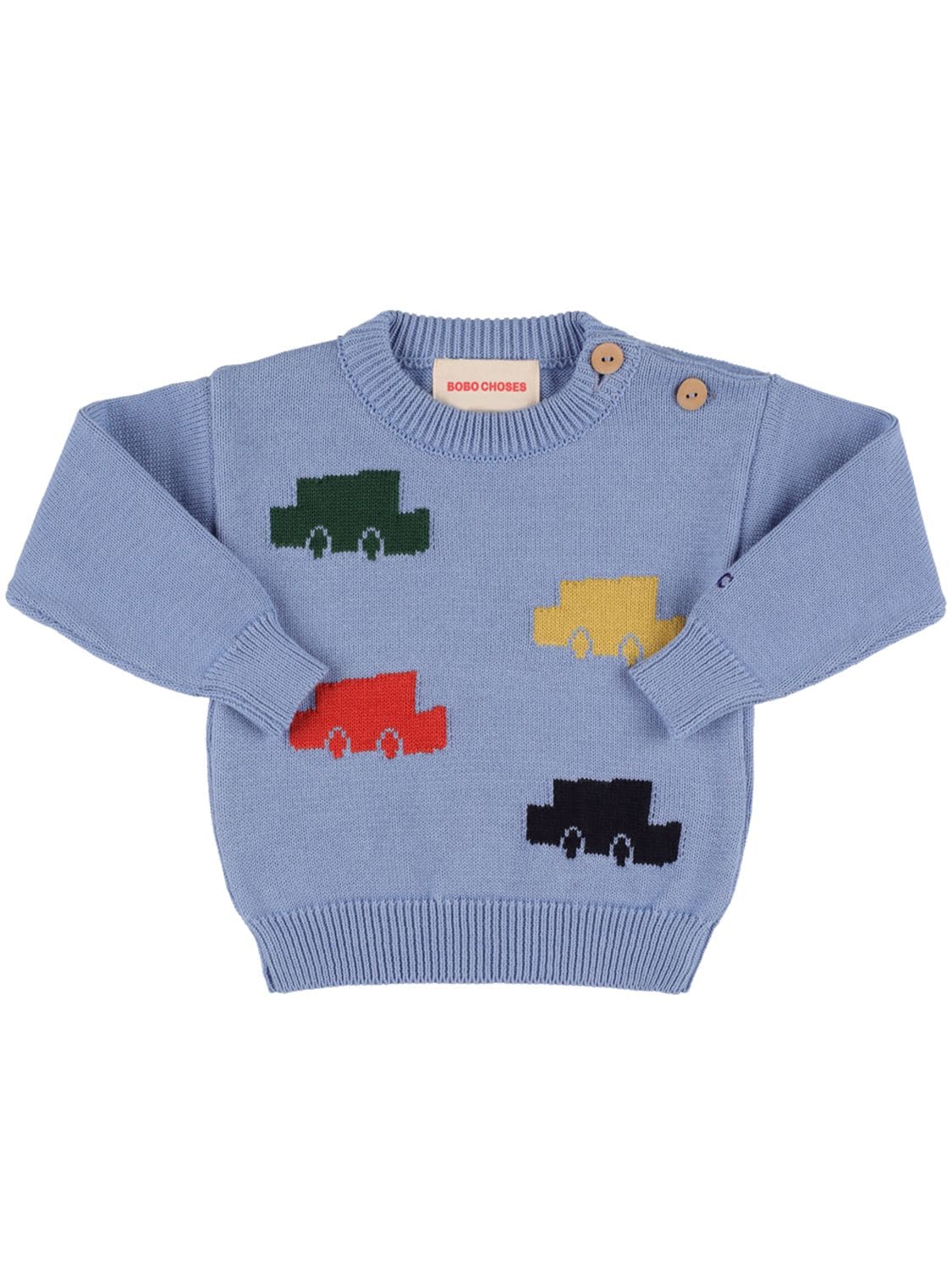 Car Intarsia Cotton Knit Sweater - BOBO CHOSES - Modalova