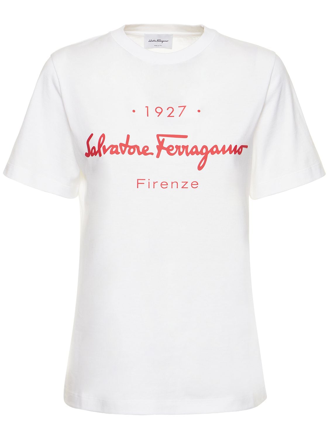 T-shirt In Jersey Di Cotone Con Logo - SALVATORE FERRAGAMO - Modalova