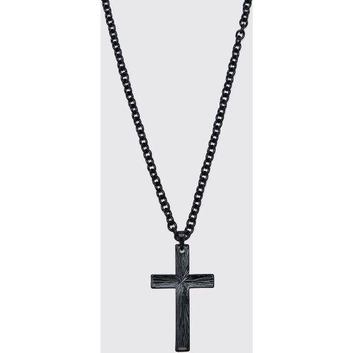 Collana con pendente a croce, Nero - boohoo - Modalova