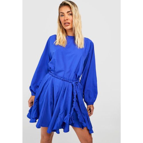 Godet Detail Belted Skater Dress - boohoo - Modalova