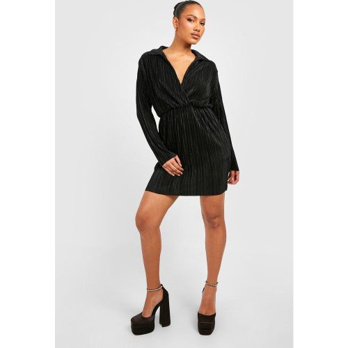 Vestito camicia scaldacuore plissettato - boohoo - Modalova