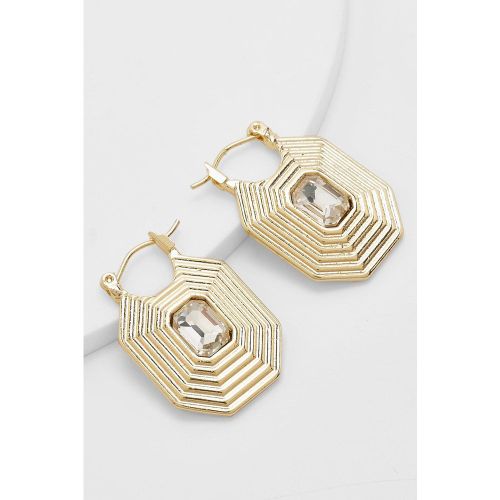 Sunray Stone Hoop Earrings - boohoo - Modalova