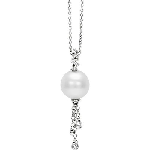 Collana in oro bianco con diamanti e perla - Bliss - Modalova