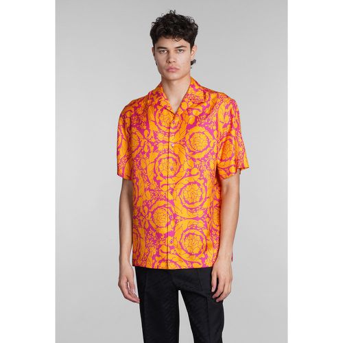 Camicia in Seta Arancione - Versace - Modalova