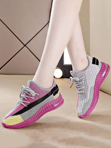 Traspirante Di peso leggero morbido Suola Contrasto Flyknit Scarpe da ginnastica - JustFashionNow - Modalova