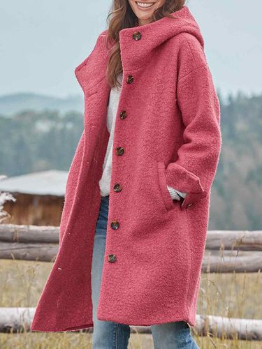 Di lana Felpa con cappuccio Casuale Cappotto - Modetalente - Modalova