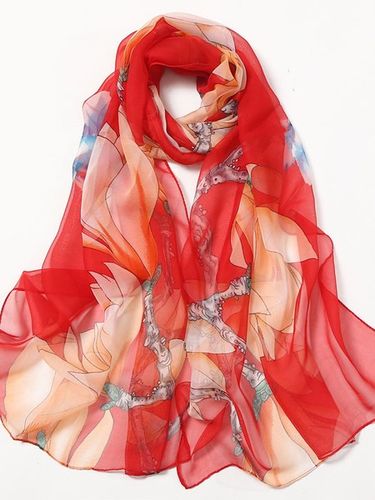 Casuale Vintage Floreale Seta Sciarpa Bohemian Spiaggia Vacanza Accessori - JustFashionNow - Modalova