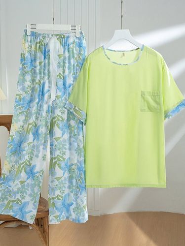 Floreale Maniche Corte I pantaloni Pigiama Casuale Abbigliamento da casa Impostare - JustFashionNow - Modalova