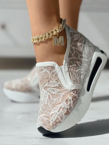 Lustrino Pizzo Giunto diviso Mocassini Focaccina Scarpe da ginnastica - JustFashionNow - Modalova