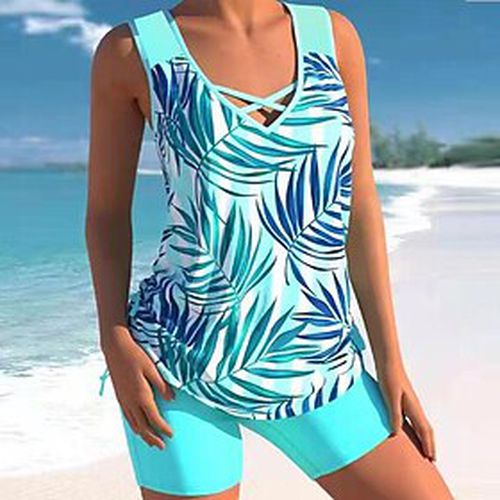 Women's Swimwear Tankini 2 Piece Plus Size Swimsuit Paisley Floral 2 Piece White Rosy Pink Blue Tank Top Bathing Suits Summer Sports - Ador IT - Modalova