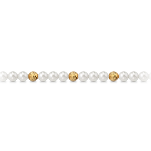 Collana di perle 6mm + 3 sfere in oro giallo 18 kt mod. 162A - Shop Elegance - Modalova